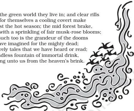 A Thing of Beauty Class 12: NCERT Flamingo Chapter PDF Illustration for A Thing of Beauty: an endless fountain pouring its waters down to the earth, showing the beauty that pours unto us from the heaven's brink