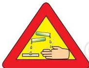 Acids, Bases and Salts Class 10: Chapter 2 PDF Warning sign displayed on containers containing concentrated acids and bases