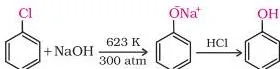 Alcohols, Phenols and Ethers Class 12: Chemistry Part II PDF Chlorobenzene is fused with NaOH at 623K and 320 atmospheric pressure.