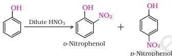 Alcohols Phenols and Ethers Class 12 Notes Nitration of phenol with dilute nitric acid at low temperature producing ortho and para nitrophenols