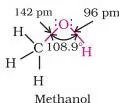 Alcohols Phenols and Ethers Class 12 Notes Structural diagrams of methanol, phenol and methoxymethane showing the hybridisation and bond angles around the oxygen atom