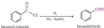 Rosenmund reduction: an acyl chloride hydrogenated over palladium on barium sulphate to give an aldehyde