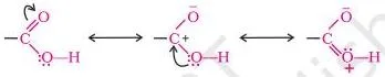 Aldehydes, Ketones and Carboxylic Acids Class 12 Notes: Full Chapter Revision Trigonal planar carboxyl carbon in a carboxylic acid with resonance structures that reduce its electrophilicity compared to a carbonyl carbon