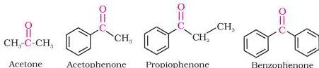 The common names of ketones are derived by naming two alkyl or aryl groups bonded to the carbonyl group.