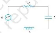 Alternating Current Class 12: NCERT Physics Part I Chapter 7 Circuit diagram for Exercise 7.8: a resistor, a 5.0 H inductor and an 80 microfarad capacitor in series with a variable-frequency 230 V source