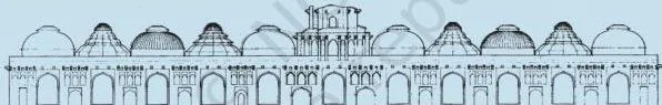 An Imperial Capital Class 12: Vijayanagara Chapter PDF Elevation drawing of the elephant stables, a vertical view of the row of domed chambers showing their height and shape