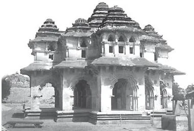 An Imperial Capital Class 12: Vijayanagara Chapter PDF Photograph of the Lotus Mahal showing its nine towers and arched openings, one of the finest buildings in the royal centre