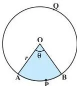 Arc of a sector demonstrating the proportional relationship where a central angle theta scales the full circumference by theta over 360.