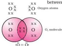 Carbon and its Compounds Class 10 Formulas Two oxygen atoms joined by two shared pairs of electrons, drawn as a double line between the O symbols