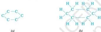 Carbon and its Compounds Class 10 Formulas Structure of cyclohexane showing six carbon atoms in a ring, drawn first as a carbon skeleton and then as the complete molecule