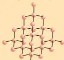 Diamond structure showing each carbon atom bonded to four other carbon atoms in three dimensions