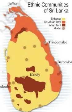 Cartoon questioning why the majority community ruling in a country is considered problematic, depicting the linguistic and cultural tension in Sri Lanka