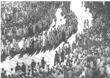 Women's procession during the Quit India Movement in Bombay, showing mass participation of women in the final phase of the national movement