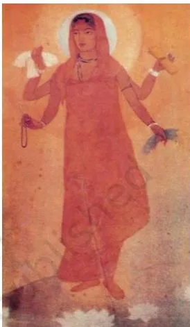 Popular print of Jawaharlal Nehru holding the image of Bharat Mata and the map of India close to his heart, illustrating how nationalist leaders were shown as devoted to the motherland