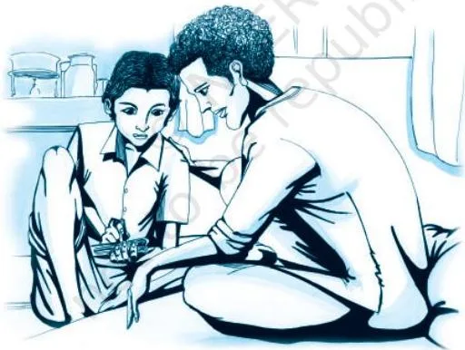 The Thief's Story Class 10 Notes: Trust and Change Illustration of Hari Singh making tea and shopping for Anil, showing the pleasant routine and trust built before the theft.
