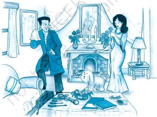 A Question of Trust Class 10 Notes: Summary and Themes The woman in red standing calmly in the doorway of Shotover Grange while Horace Danby hesitates, illustrating the shift in power from thief to deceiver