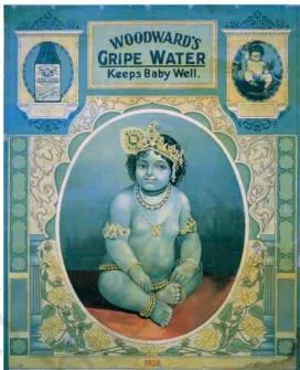 Manchester cloth labels from the early twentieth century showing Indian gods and historical figures used to build trust and familiarity among Indian buyers