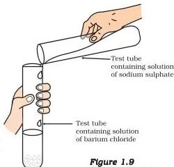 White barium sulphate precipitate forming when barium chloride is mixed with sodium sulphate