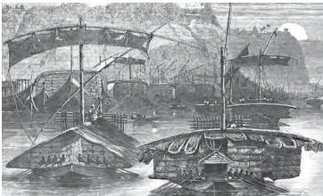 Colonialism and the Countryside: NCERT Class 12 History Chapter 1 A fleet of boats loaded with bales of cotton sailing down the Ganges from Mirzapur, the pre-railway way of moving cotton to the port