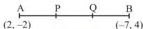 Line segment AB with two internal points P and Q dividing it into three equal parts AP, PQ and QB