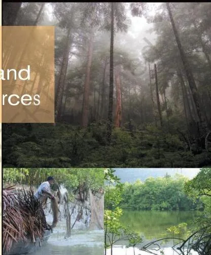 Environment and Natural Resources Class 12 PDF (Chapter 6) Photographs of a rainforest and coastal mangroves opening the Environment and Natural Resources chapter of Class 12 Political Science