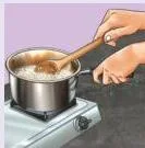 Class 9 Science Chapter 1 Notes: Exploration — Entering the World of Secondary Science Rice being cooked on a gas stove, the textbook's image for the rough-estimate question of how much rice feeds a family for a month.
