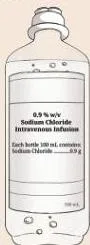 Exploring Mixtures and their Separation Class 9 Notes A hospital saline drip bag with tubing, representing 0.9% m/v sodium chloride solution that safely replaces lost body fluids