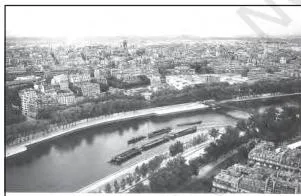 The view of Seine River from the Eiffel Tower (One can see how the river has become an important Inland waterway)