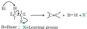Haloalkanes and Haloarenes Class 12 Notes Beta-elimination of a haloalkane with alcoholic KOH to form an alkene, with Zaitsev's rule selecting the more substituted alkene as major product