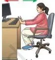 A girl on a wheeled chair pushing a table, with arrows showing the equal and opposite forces on the table and on the girl