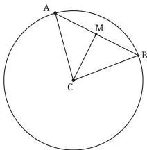 I'm Up and Down, and Round and Round Class 9 Notes Circle with centre C, chord AB and its midpoint M joined to C, showing the line from the centre perpendicular to the chord