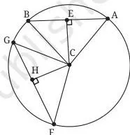I'm Up and Down, and Round and Round Class 9 Notes Two chords AB and FG at the same distance from the centre C of a circle, with equal perpendiculars CE and CH, illustrating Theorem 7