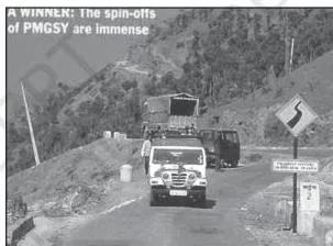 Photograph of a rural road constructed under the Pradhan Mantri Gram Sadak Yojna, the national programme for rural connectivity