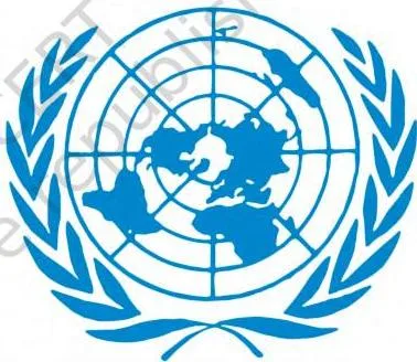UN emblem showing a world map ringed by olive branches, the traditional symbol of world peace