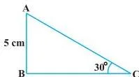 Right triangle ABC showing how to find side BC using tan of the given angle and the known side AB
