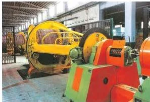 Industrial photograph of cable manufacturing machinery at HCL, Rupnarainpur in West Bengal, an example of electronics industry production facilities