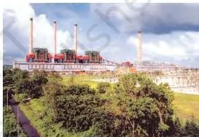 Photograph of the NTPC Ramagundam power plant, the chapter's case study of environmental management with ash-water recycling and green belts