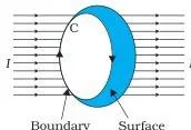 Moving Charges and Magnetism Class 12 Notes: Key Concepts, Formulas and Worked Examples Open surface with a closed boundary loop, the geometry over which Ampere's circuital law sums the tangential component of the magnetic field