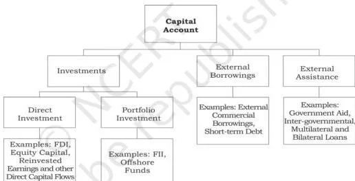Open Economy Macroeconomics Class 12: Chapter 6 PDF Flow diagram of the capital account components: foreign direct investment, foreign institutional investment, external borrowings and external assistance