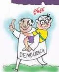 Outcomes of Democracy Class 10: NCERT Chapter 5 PDF Cartoon of an instructor telling a student that the best outcome of democracy is that it is still a democracy, satirising the search for grander results