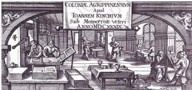 Print Culture and the Modern World Class 10: Chapter 5 PDF Pages of Gutenberg's Bible with printed black text, hand-painted borders and holy words coloured in by hand