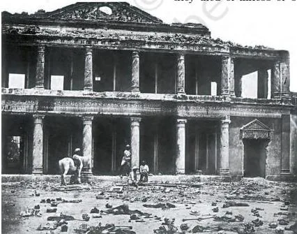 Rebels and the Raj Class 12: Chapter 2 PDF and Key Themes Photograph of the ruined Secundrah Bagh pleasure garden in Lucknow with bones on the ground, staged as a warning against rebellion