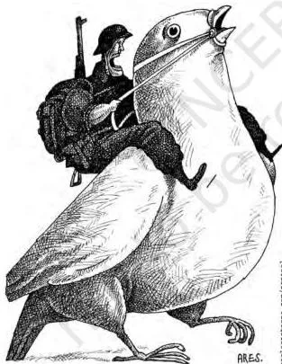 Political cartoon of a person declaring an ordinary situation a security threat, illustrating why security in the contemporary world is a slippery idea