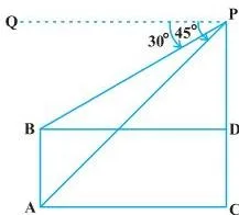 Two buildings of different heights with angles of depression drawn from the taller building, illustrating alternate angles formed with parallel horizontal lines