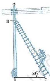 Some Applications of Trigonometry Class 10 Formulas Ladder leaning against a pole, showing the right triangle whose opposite side is the height to be climbed