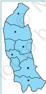 Spatial Information Technology Class 12 NCERT Chapter 4 PDF A location map of western Uttar Pradesh marking the cities with major hospitals: Saharanpur, Muzaffarnagar, Meerut, Ghaziabad, Gautam Budh Nagar and Aligarh