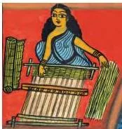 The Living Art Traditions of India Class 12: Chapter 8 A Bengal pata painted on cloth, the vertical scroll used by a patua performer, illustrating the practice of painting on cloth and storytelling in West Bengal