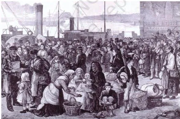 Emigrant ship leaving for the US, by M.W.