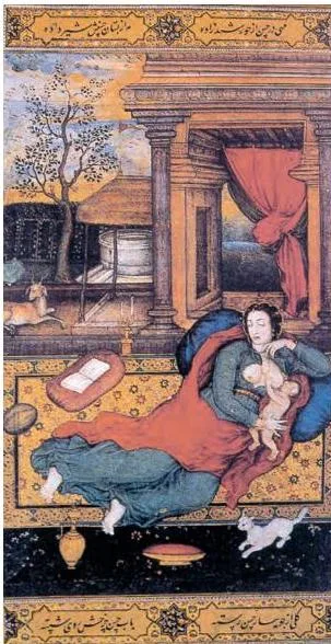 The Mughal School of Miniature Painting 3: Class 12 Fine Art NCERT Chapter 3 Madonna and Child, a Mughal miniature by Basavan dated 1590, rendering Mary and the Christ child with Indian details, San Diego Museum of Art