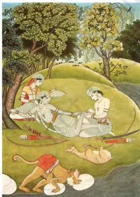 The Pahari Schools of Painting Class 12: Chapter PDF Rama and Sita in the forest, Kangra, 1780, Douglas Barrett Collection, UK